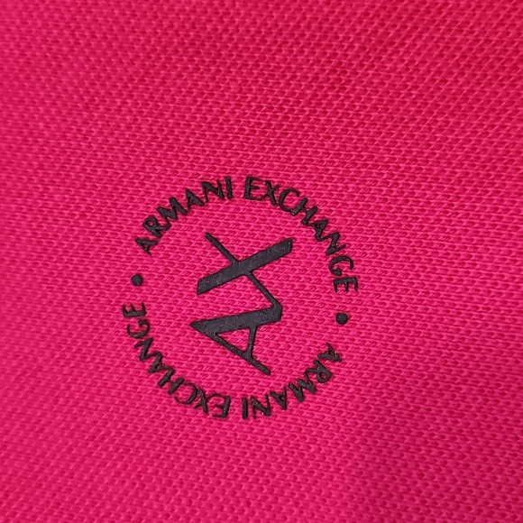 Armani Exchange Womens XL Polo Shirt Hot pink Logo Casual Golf Logo Top NWT - Picture 2 of 4